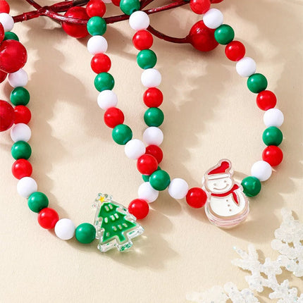 2 Piece Christmas Beaded Necklace with Holiday Charms - MimiStylez