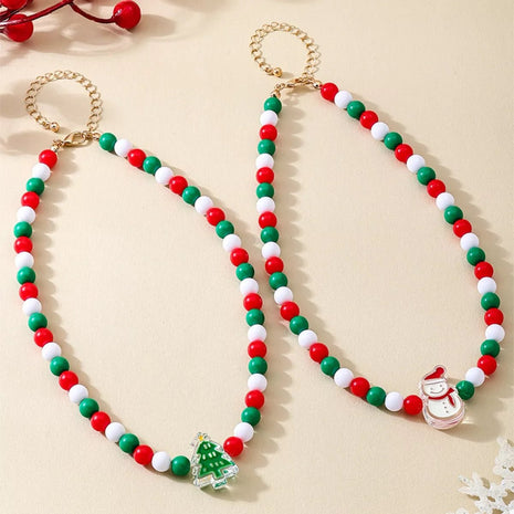 2 Piece Christmas Beaded Necklace with Holiday Charms - MimiStylez