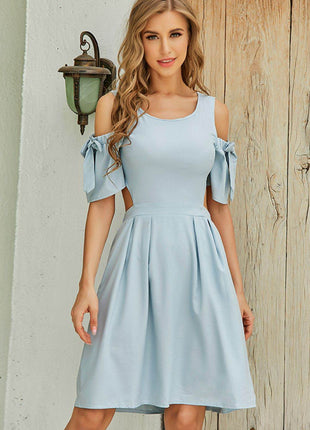 Cutout Tied Cold-Shoulder Dress - MimiStylez