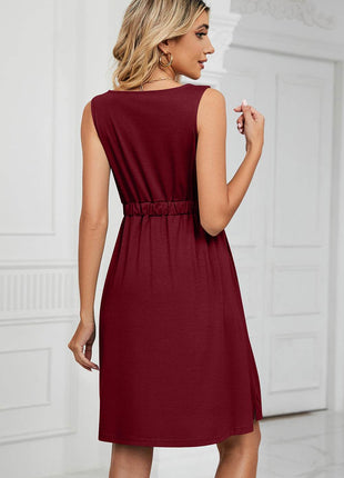 Buttoned Wide Strap Mini Dress - MimiStylez