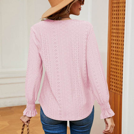Contrast Flounce Sleeve Blouse - MimiStylez
