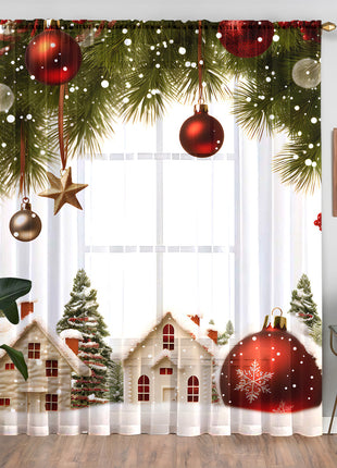 1PC Festive Christmas Printed Curtains