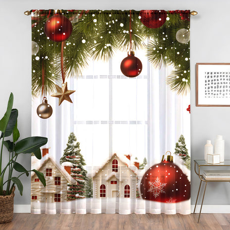 1PC Festive Christmas Printed Curtains