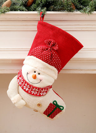 Large Red White Knitted Christmas Stocking