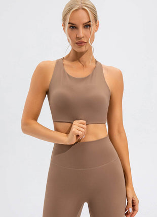 Round Neck Cutout Cropped Active Tank - MimiStylez