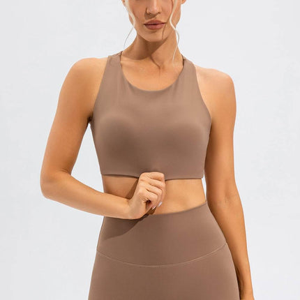 Round Neck Cutout Cropped Active Tank - MimiStylez