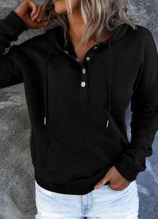 Dropped Shoulder Long Sleeve Hoodie with Pocket - MimiStylez