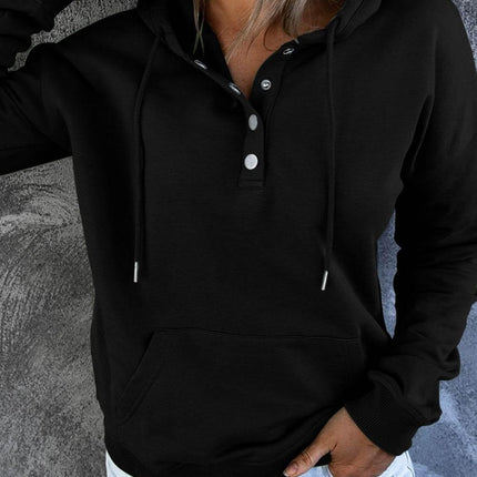 Dropped Shoulder Long Sleeve Hoodie with Pocket - MimiStylez