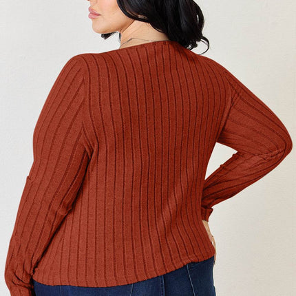 Basic Bae Full Size Ribbed Long Sleeve T-Shirt - MimiStylez