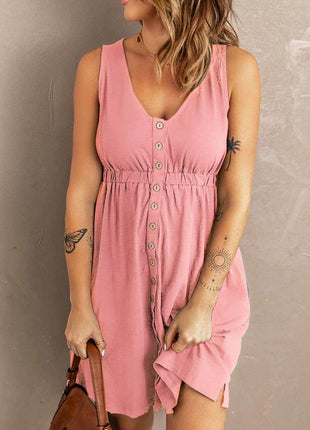 Sleeveless Button Down Mini Magic Dress - MimiStylez