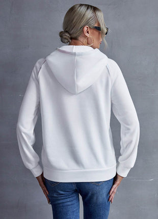 Contrast Stitching Drawstring Raglan Sleeve Hoodie - MimiStylez