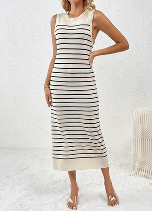 Round Neck Sleeve Midi Knit Dress - MimiStylez