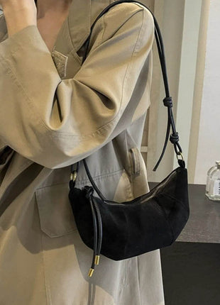 PU Leather Strap Suede Shoulder Bag - MimiStylez