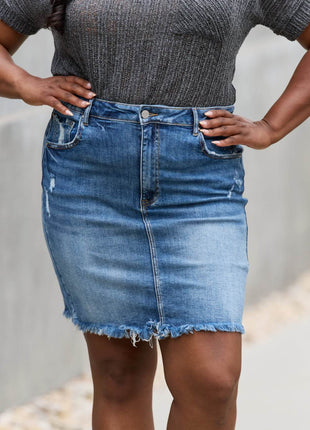 RISEN Amelia Full Size Denim Mini Skirt - MimiStylez