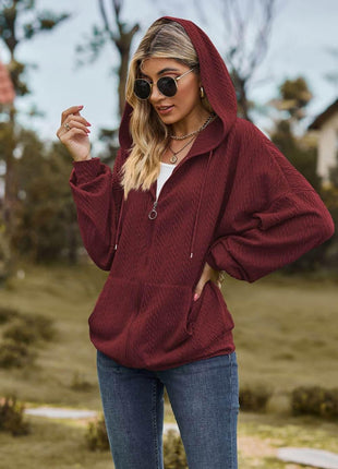 Cable-Knit Long Sleeve Hooded Jacket - MimiStylez