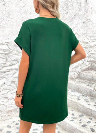 Round Neck Short Sleeve Mini Dress - MimiStylez
