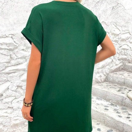 Round Neck Short Sleeve Mini Dress - MimiStylez
