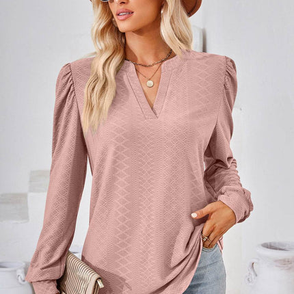 Notched Long Sleeve T-Shirt - MimiStylez