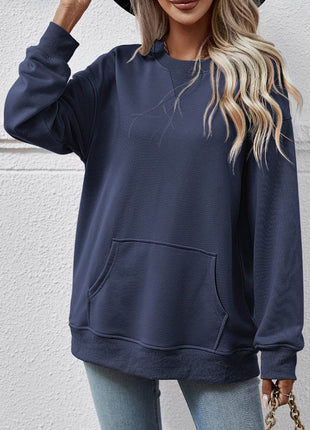 Round Neck Long Sleeve Sweatshirt - MimiStylez