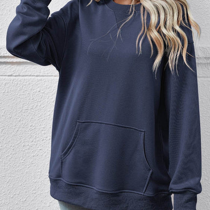 Round Neck Long Sleeve Sweatshirt - MimiStylez