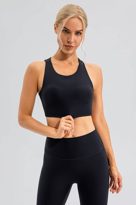 Round Neck Cutout Cropped Active Tank - MimiStylez