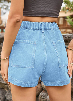 High Waist Denim Shorts with Pockets - MimiStylez