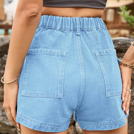 High Waist Denim Shorts with Pockets - MimiStylez