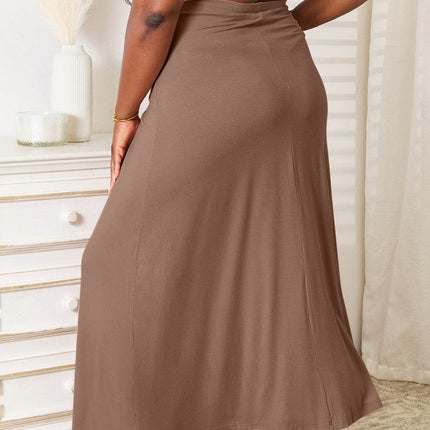 Double Take Full Size Soft Rayon Drawstring Waist Maxi Skirt Rayon - MimiStylez