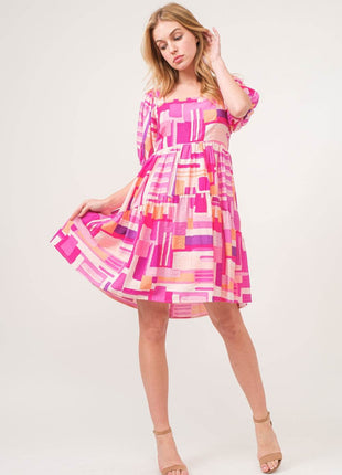 And The Why Color Block Puff Sleeve Dress - MimiStylez