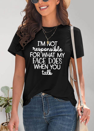 Letter Graphic Round Neck Short Sleeve T-Shirt - MimiStylez