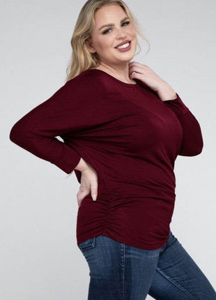 Plus Luxe Rayon Boat Neck 3/4 Sleeve Top - MimiStylez