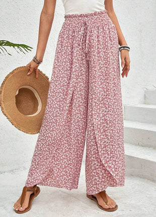 Tied Printed Wide Leg Pants - MimiStylez