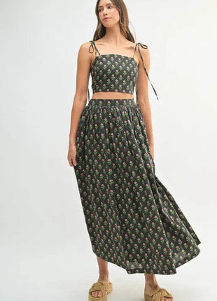 MABLE Floral Crop Top and Skirt Set - MimiStylez