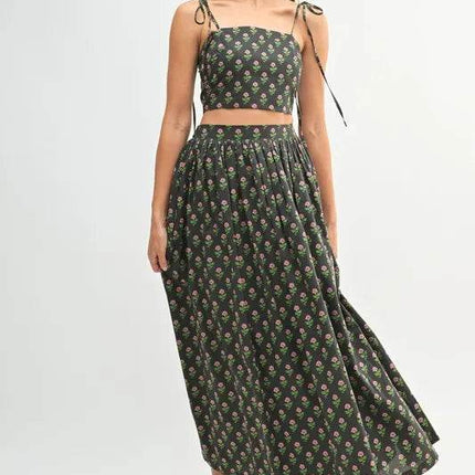 MABLE Floral Crop Top and Skirt Set - MimiStylez
