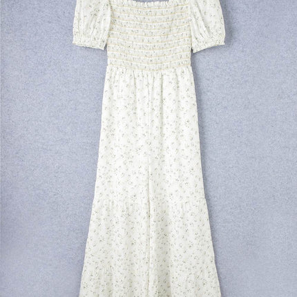 Smocked Printed Short Sleeve Jumpsuit - MimiStylez