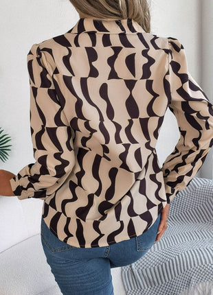 Printed Button Up Long Sleeve Shirt - MimiStylez