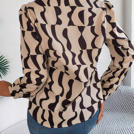 Printed Button Up Long Sleeve Shirt - MimiStylez