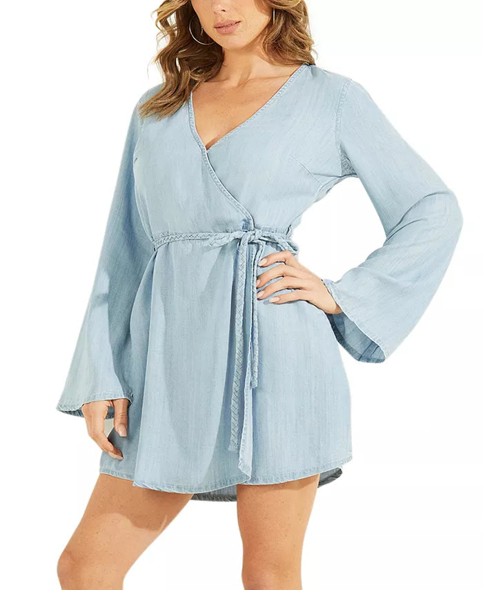 GUESS Women'S Zinnia Long-Bell-Sleeve Belted Dress