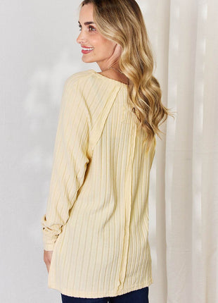 Basic Bae Full Size Ribbed Round Neck Slit T-Shirt - MimiStylez