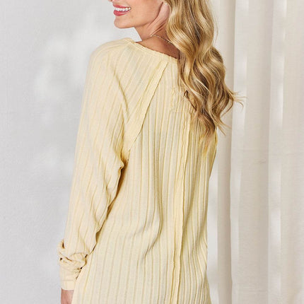 Basic Bae Full Size Ribbed Round Neck Slit T-Shirt - MimiStylez
