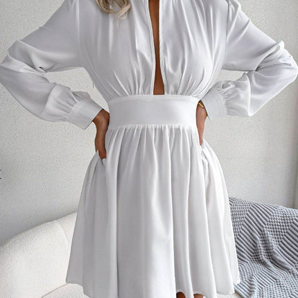 Cutout Turtleneck A-Line Mini Dress - MimiStylez