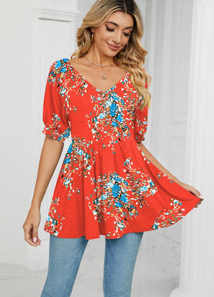 V-Neck Babydoll Blouse - MimiStylez