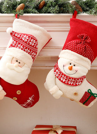 Large Red White Knitted Christmas Stocking