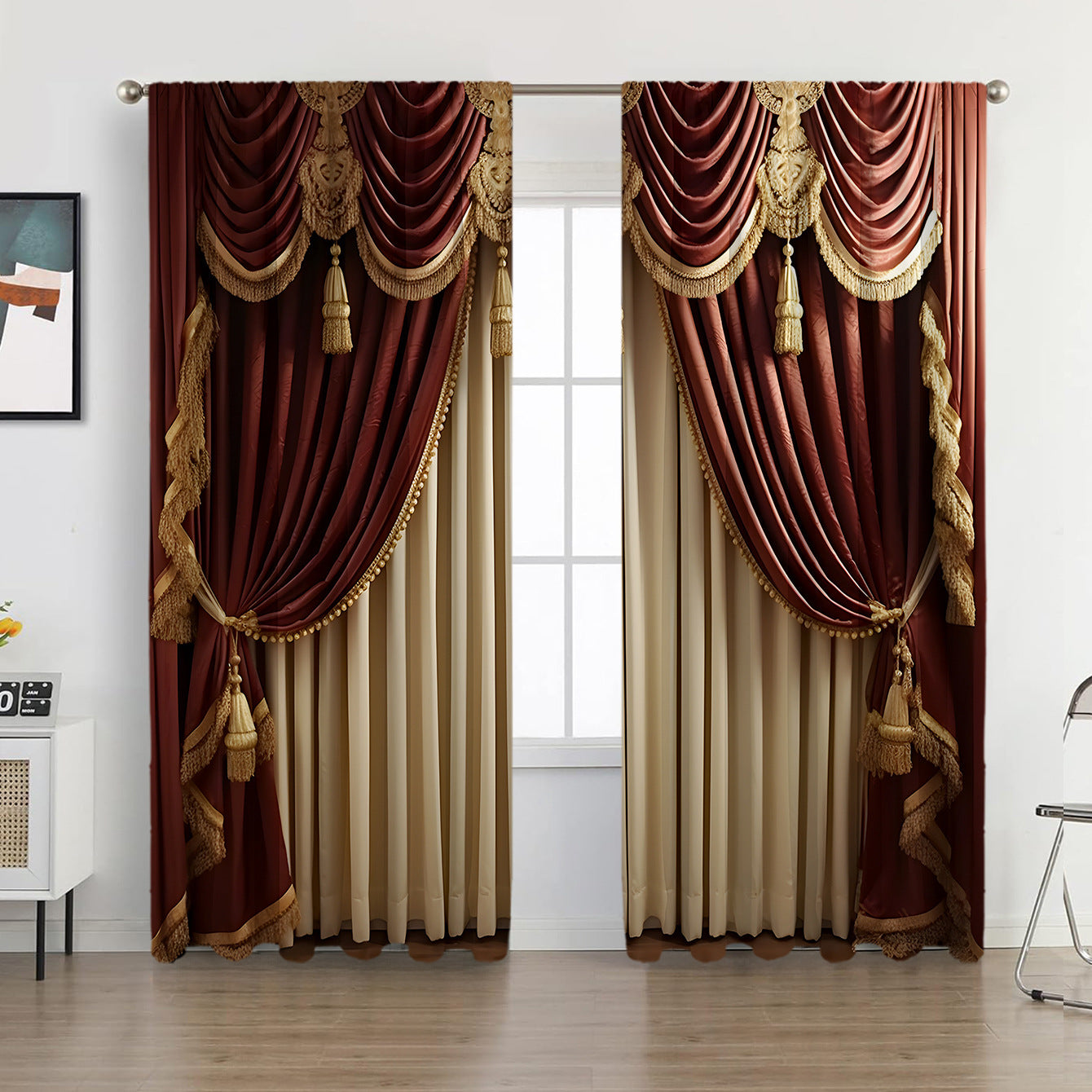 2PCs European Curtain Christmas Series