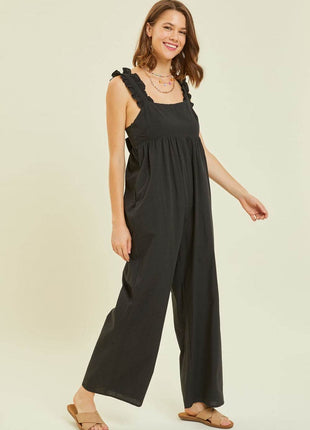HEYSON Full Size Ruffled Strap Back Tie Wide Leg Jumpsuit - MimiStylez