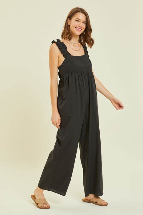 HEYSON Full Size Ruffled Strap Back Tie Wide Leg Jumpsuit - MimiStylez
