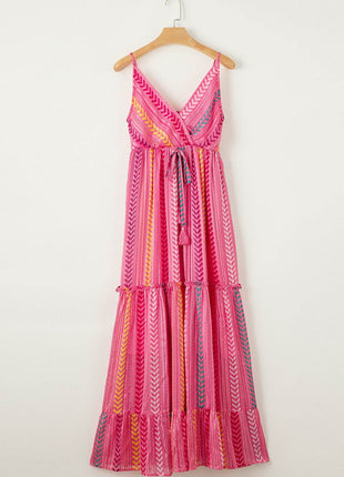 Printed Surplice Maxi Cami Dress - MimiStylez