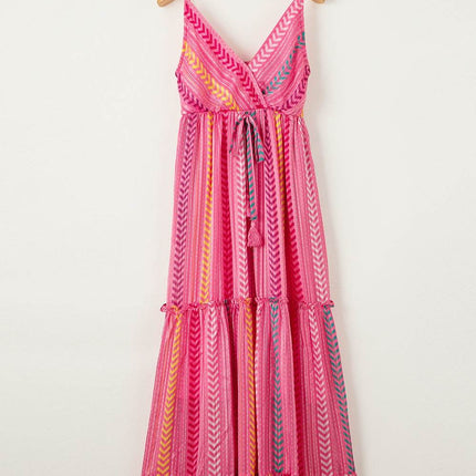 Printed Surplice Maxi Cami Dress - MimiStylez