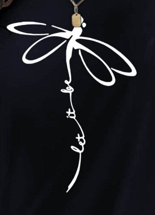 Dragonfly Graphic Round Neck Short Sleeve T-Shirt - MimiStylez