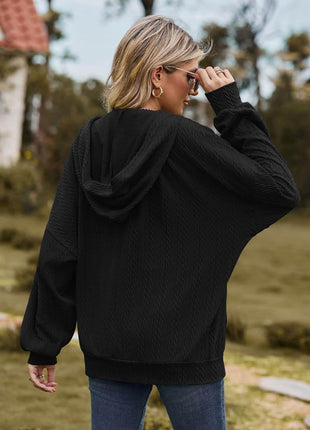 Cable-Knit Long Sleeve Hooded Jacket - MimiStylez